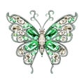 Emerald Dewdrop: Silver-Edged Sapphire and Diamond Flutter Royalty Free Stock Photo